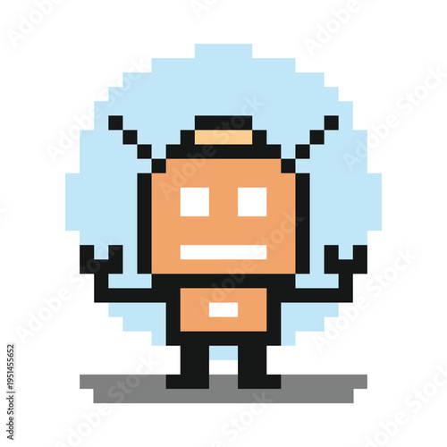 Business robot robotic or ai humanoid engineer with bot,toy,artificial intelligence,pixel,8 bit,background,cartoon.