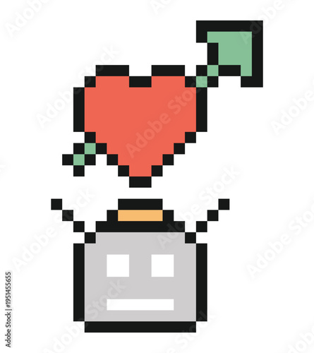 Business robot robotic or ai humanoid engineer with bot,toy,artificial intelligence,pixel,8 bit,background,cartoon.