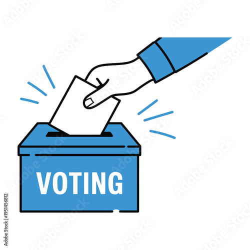 Hand putting ballot into voting box representing election, democracy and civic participation