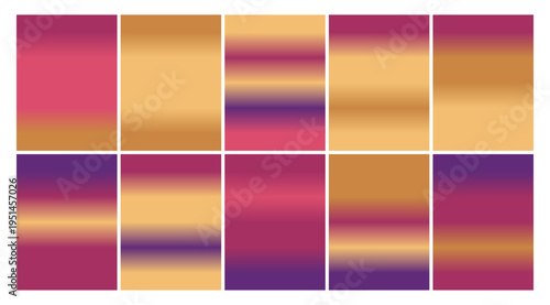 Abstract vibrant pink gold purple gradient backgrounds in rectangular panels for modern design elements
