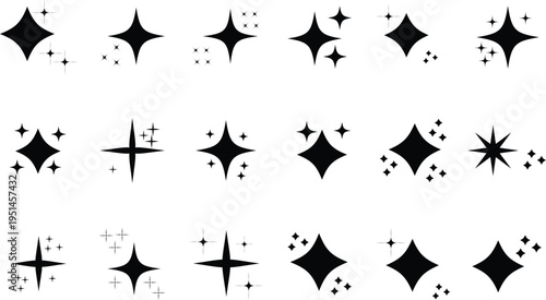 Minimalist twinkle star, Sparkle icon, shining burst. Twinkle star icon set. Set of twinkling star vector. Vector illustration.