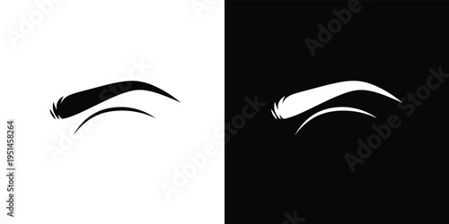 Black and white eyebrow on split color background makeup beauty
