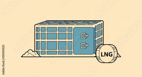 LNG Container Illustration - Liquefied Natural Gas Storage and Transportation.