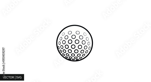 Minimalist Golf Ball Icon, Simple Vector Illustration, Sports Equipment Graphic