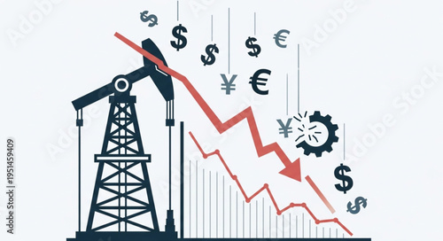 Oil Rig and Economic Downturn - A Visual Representation of Financial Crisis.