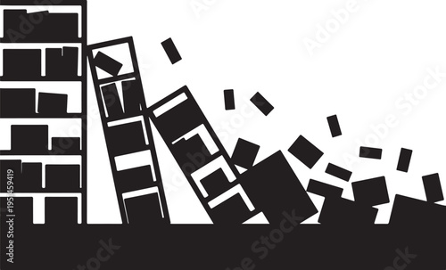 Black and white of a brick wall collapsing collapse