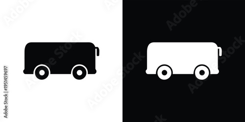 Black and white bus on split color background vehicle silhouette