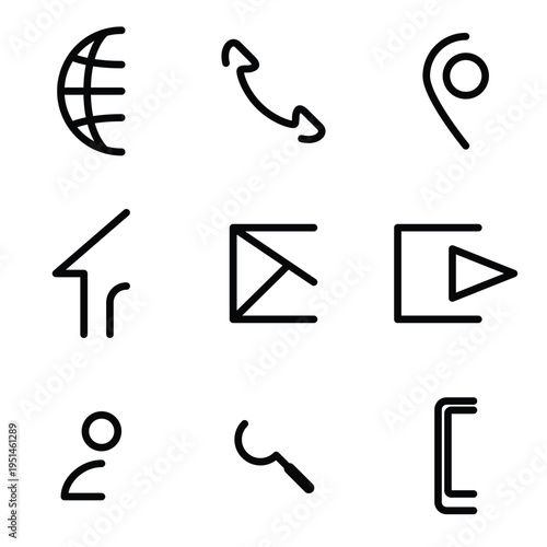 Modern Minimalist Communication and UI Icon Set - Black Line Vector for Web and Mobile App Interface