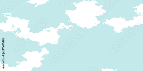 A serene illustration featuring soft white clouds floating against a calm light blue background