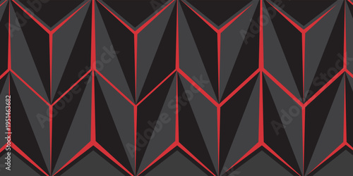 Dark hexagon abstract technology background with bright red flashes below the hexagon. Vector hexagon abstract technology background.