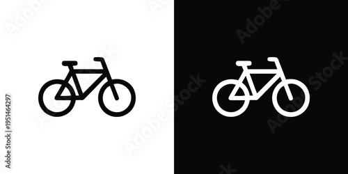 Bicycle on white and black backgrounds bike symbol