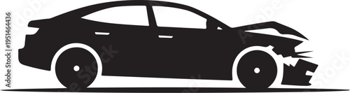 Black silhouette crashed car damaged