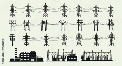 Electrical Power Transmission and Distribution System Illustration.