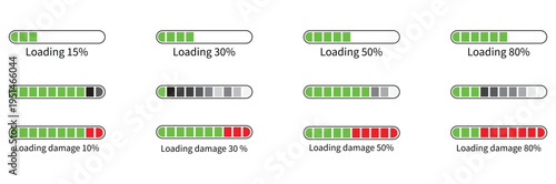 A vector loading bar. Loading bar progress icons, load sign.