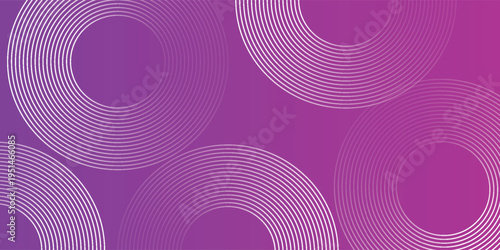 Abstract circle lines on pink and purple background. Geometric stripe line art design for poster, brochure, cover, website, header, web banner, presentation.