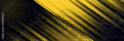 Black and yellow abstract background with brush stroke and halftone style. abstract grunge