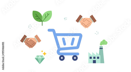Sustainable Commerce & Business Concept: Green Industry, Quality Products, and Partnership for Growth
