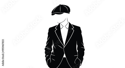 A stylish man wearing a flat cap and suit a striking silhouette
