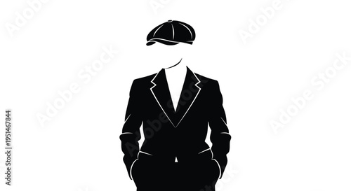 A sharp dressed man in a suit and cap striking black silhouette
