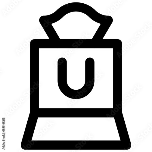 Gift bag. Editable stroke vector icon.