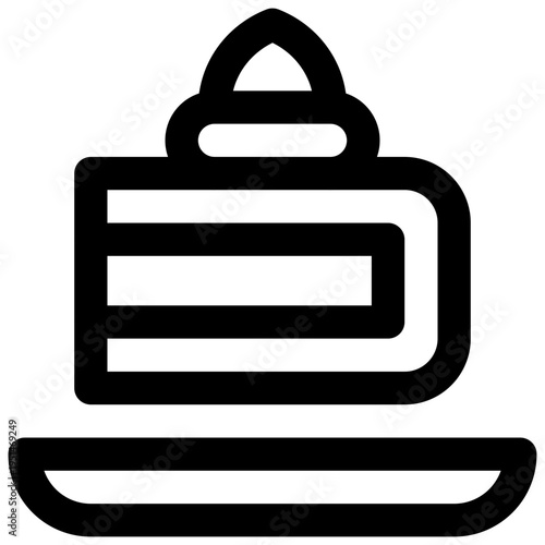 Slice of cake. Editable stroke vector icon.