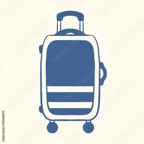 Rolling suitcase icon in flat style. Simple travel luggage illustration for tourism, vacation planning, airport services and travel app design.