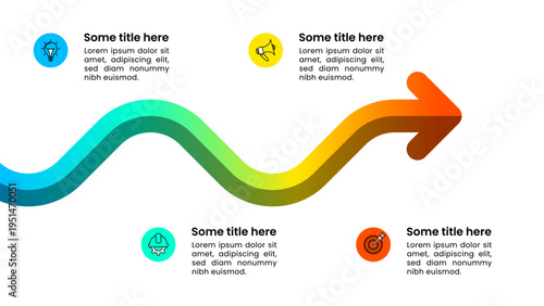 Infographic template. Colorful arrow with 4 icons