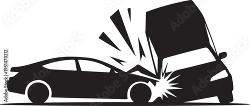 Black silhouette of car crashing into another vehicle