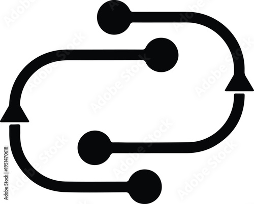 Silhouette abstract flow chart diagram with nodes and arrows vector design