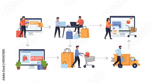 Comprehensive E-commerce Workflow: Online Shopping, Order Management, Fulfillment, and Delivery Process