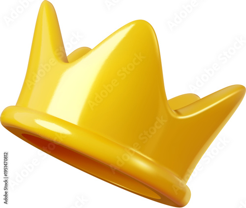 3d princess, king or queen crown, winner trophy. Vector golden glossy royal king or queen crown with shiny surface. Luxury award trophy object for victory, success, leadership, fantasy or fairy tale