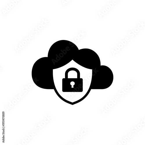 Cloud Security Icon – Shield and Padlock Data Protection Symbol