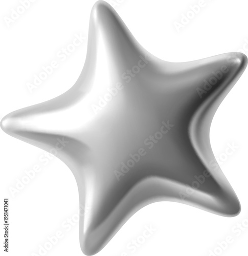 Silver metallic 3d five point star realistic figure. Goods rating silver realistic icon, client experience review chrome metallic five point star render isolated vector symbol. Shiny metallic balloon