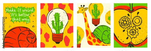 Surreal Metaphor Creativity Concept With Abstract Animals And Creative Thinking Symbols Illustrations