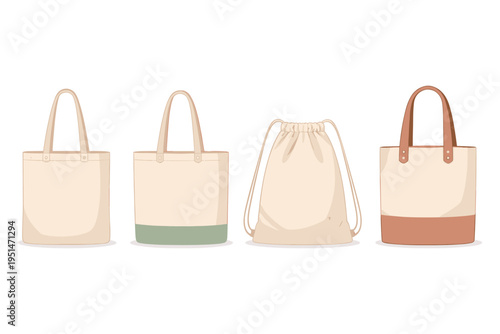 Versatile collection of different tote bag designs for various styles
