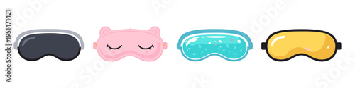 Collection of four diverse sleep masks for eye comfort and relaxation