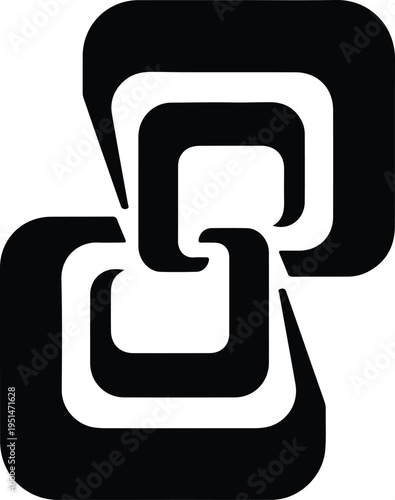 Silhouette abstract geometric shapes interlocking modern fluid design vector design