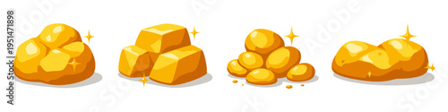 Collection of shiny gold nuggets and bars, representing wealth and treasure