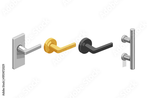 Stylish door handles in various colors and designs for modern interiors