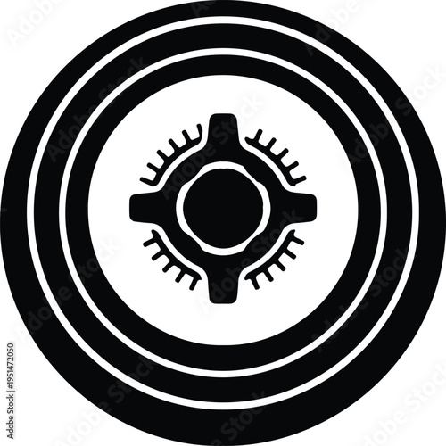 Silhouette abstract gear wheel target symbol icon element simple vector design