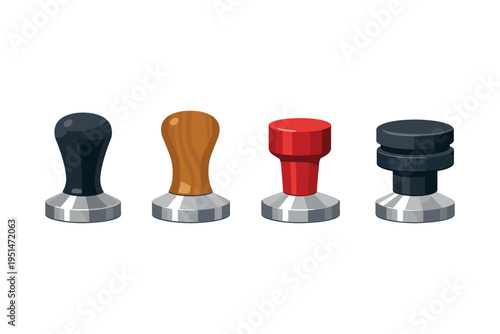 Various coffee tamper designs for espresso preparation