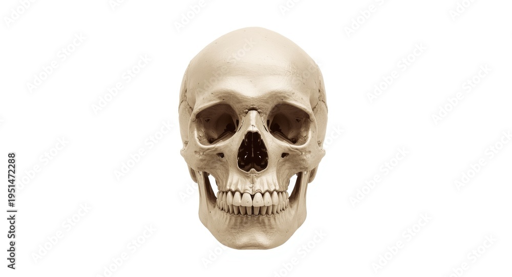 Obraz premium Sepia toned isolated human skull on a clean white background