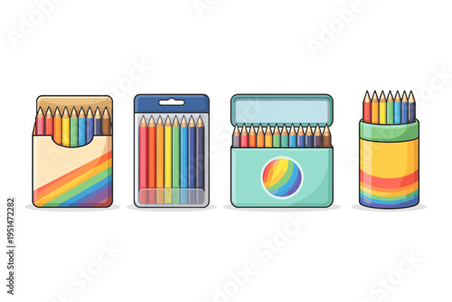Colorful art supplies illustrations on a clean background for creative projects