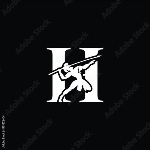 herculean logo letter h with spearman