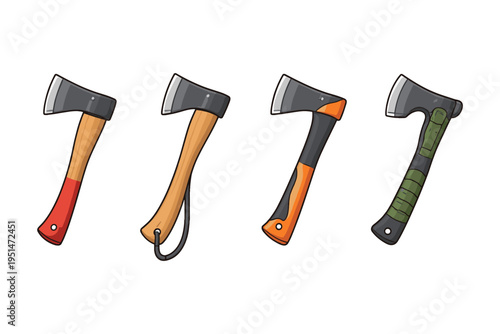 Collection of colorful axe illustrations with different designs