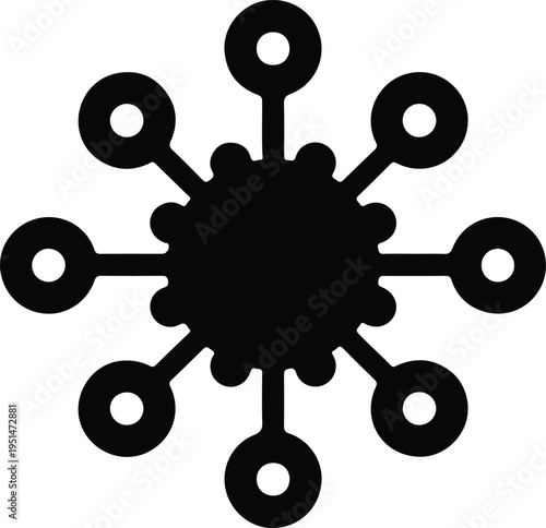 Silhouette Abstract network connection hub global system concept vector design