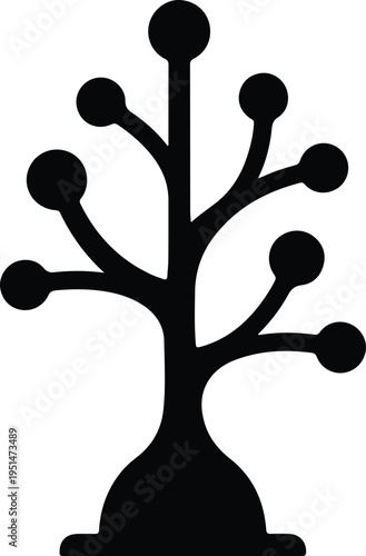 Silhouette abstract tree with round branches vector design