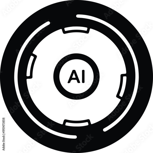 Silhouette artificial intelligence technology circular futuristic robotic eye concept vector design