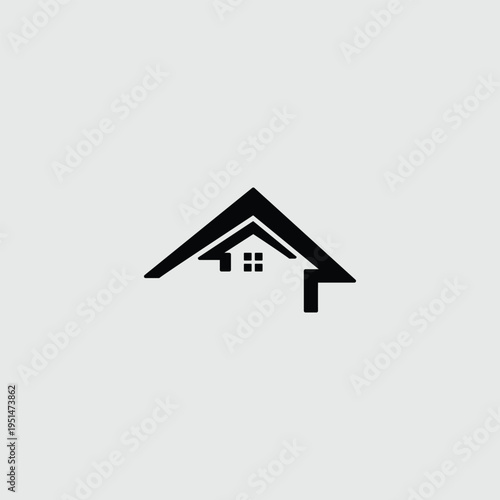 clean modern house roof logo design 