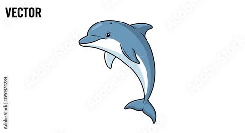 Cartoon dolphin jumping out water.